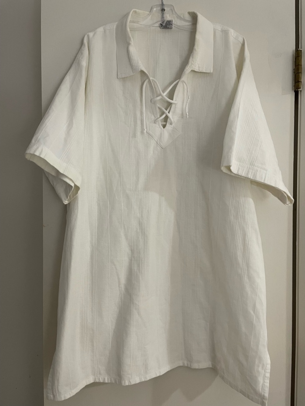 Kike mens White dress shirt with lace up front